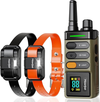Mawrpet Dog Shock Collar 2 Dogs (15-120lb), 5200FT Range, IPX7 Waterproof, 4 Training Modes, Orange/Black