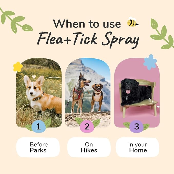 kin+kind Flea and Tick Prevention for Dogs – Plant Based Flea Spray with Rosemary, Lemongrass & Cedarwood Oil – Pet Supplies for Bugs and Pests – Flea & Tick Pet Spray Prevention - Lavender 32 fl oz