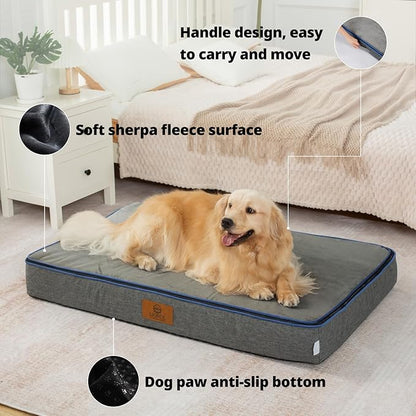LIORCE Orthopedic Memory Foam XXL Dog Bed - 6" Thick Beds for Extra Large Sized Dog - Waterproof Removable Washable Cover & Wrap-Around Zipper - Ultimate Comfort & Easy Maintenance, Dary Grey