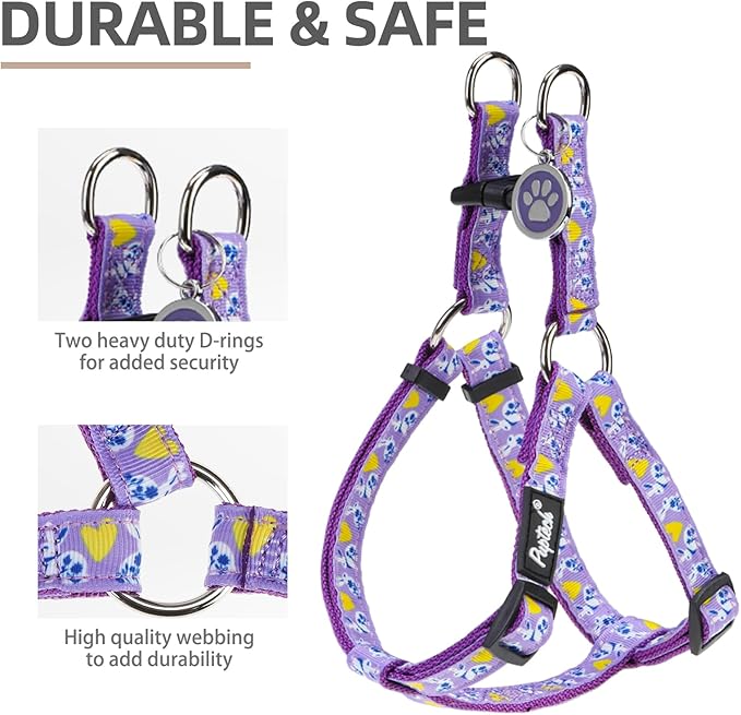 PUPTECK No Pull Easter Dog Harness Soft Adjustable Basic Nylon Step in Puppy Vest Outdoor Walking with ID Tag, Light Purple S