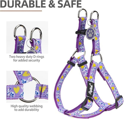 PUPTECK No Pull Easter Dog Harness Soft Adjustable Basic Nylon Step in Puppy Vest Outdoor Walking with ID Tag, Light Purple S