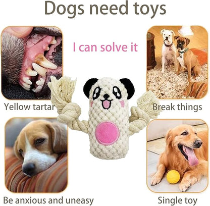 Cute Animal Squeak Dog Toys, No Stuffing Plush Toys, Durable Cotton Rope Chew Toys for Puppy and Small, Medium Dogs, 6 Pack