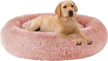 MFOX Calming Dog Bed (S/M/L/XL) for Medium and Large Dogs Comfortable Pet Bed Faux Fur Donut Cuddler Up to 15/30/50/90lbs