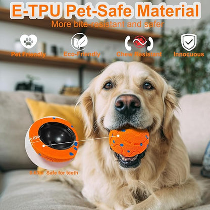Interactive Dog Ball, Automatic Moving, Bouncing Chew Toys, Wicked Balls with 3 Modes, E-TPU Vibrating Dog Ball for Medium and Large Dogs, IP54 Waterproof, Birthday Gifts for Dogs(Orange)