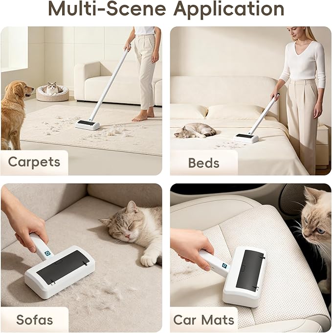 Lintlock Pet Hair Remover for Carpet, Electric Lint Roller Adjustable Handle Reusable Carpet Rake Dog Cat Hair Removal Tool for Carpets, Rugs, Furniture
