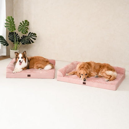 EHEYCIGA XL Dog Bed Memory Foam for Crate, Extra Large Dog Bed Orthopedic with Washable Removable Cover, Waterproof Pet Sofa Couch XLarge Size Dogs, 41x27x6.5, Pink