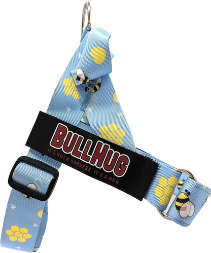 BULLHUG Adjustable Dog Harness– No Pull, No Choke – for English Bulldogs, French Bulldogs, Pugs & Broad-Chested Breeds – Easy, Safe Walks (Bumble BEE, Large)