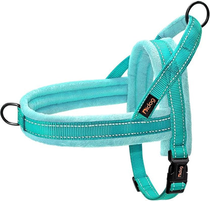 Didog Soft Flannel Padded Dog Vest Harness, No Pull/Quick Fit Reflective Dog Strap Harness, Easy for Training Walking (M:Chest 21-26", Green)
