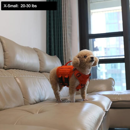 ICEFANG GN3 Tactical Dog Harness with 6X Buckle,Dog Molle Vest with Handle,3/4 Body, Hook and Loop Panel for ID Patch,No Pulling Front Clip (X-Small (Pack of 1), Safety Orange)