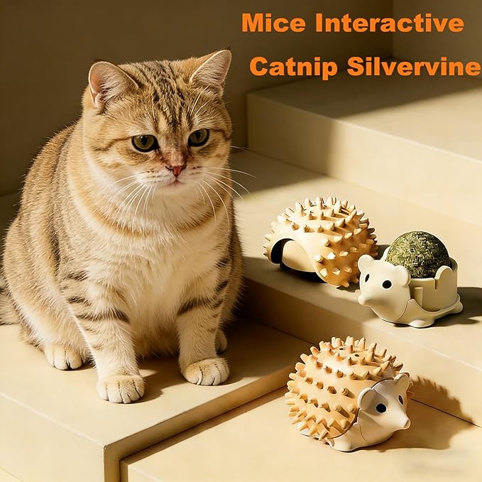 LNOVANT 4-Pack Cat Toys for Indoor Cats: Interactive Catnip Silvervine Toys with Mice, Balls & Saury Fish for Chewing and Scratching - Kitten Toys, Catnip, Cat Stuff and Supplies