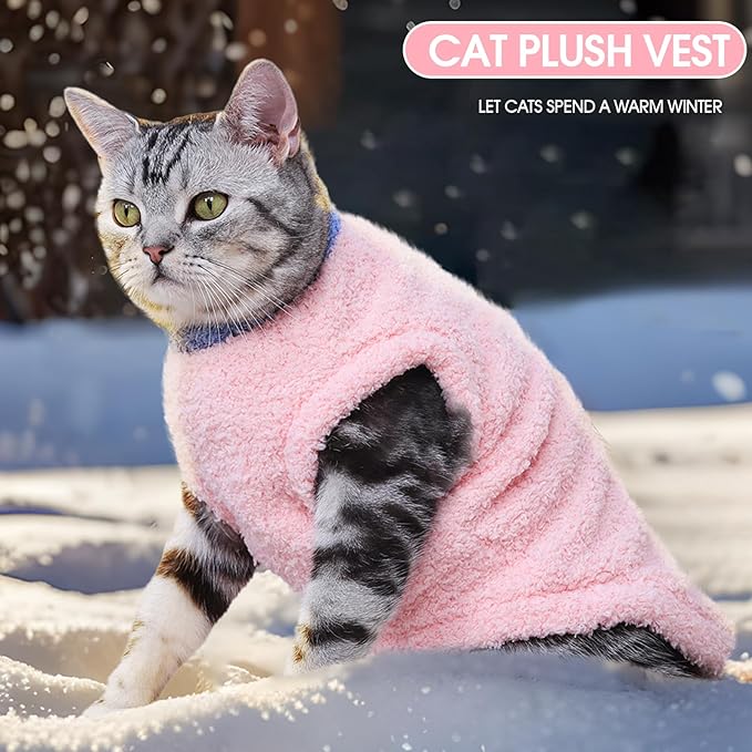 ADNIKIA Cat Sweater, Warm Kitten Coat Fleece Vest, Sphynx Hairless Cat Shirts, Soft Pajamas for Cats Only