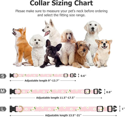 Cotton Handmade Dog Collar Cute and Distinctive Patterns Pink Flower with Pendant for Girl Boy Dogs Collars S