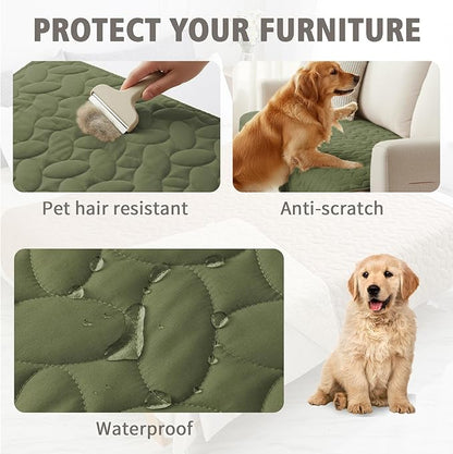 Ameritex Waterproof Pet Bed Cover Anti-Slip Dog Bed Blanket for Sofa and Furniture Waterproof New Pattern Design (Green, 30x53 Inch (Pack of 1))