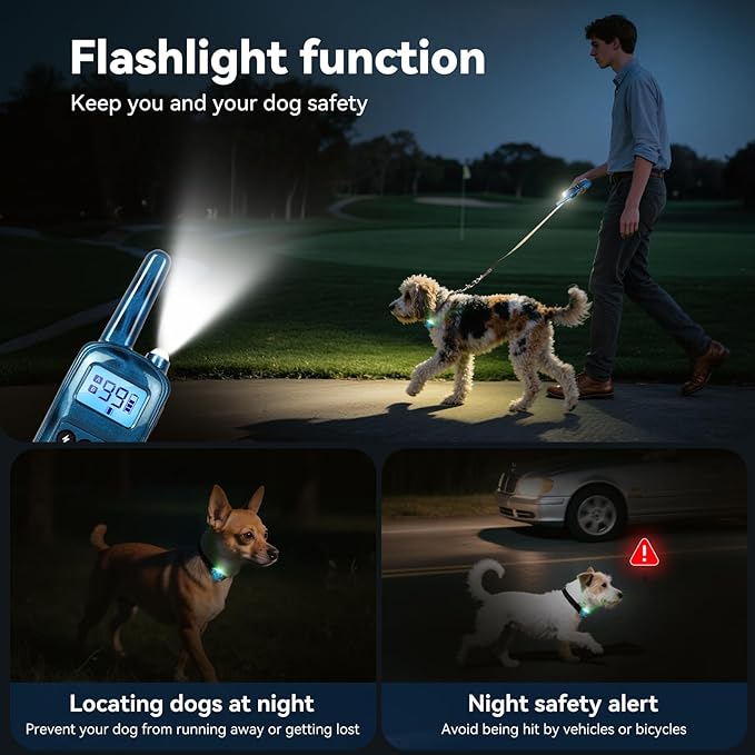 Jeyihka Dog Shock Collar 2 Dogs-2000ft Dog Training Collar with Remote，IPX7 Waterproof Electric Collar with 3 Training Modes,0-99Precise Adjustment，for Small, Medium and Large Dogs 5-120lbs，Blue