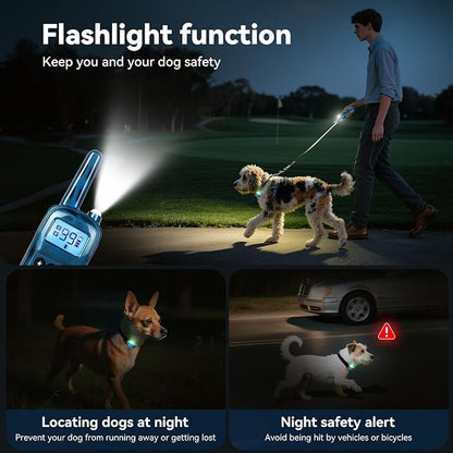 Jeyihka Dog Shock Collar 2 Dogs-2000ft Dog Training Collar with Remote，IPX7 Waterproof Electric Collar with 3 Training Modes,0-99Precise Adjustment，for Small, Medium and Large Dogs 5-120lbs，Blue