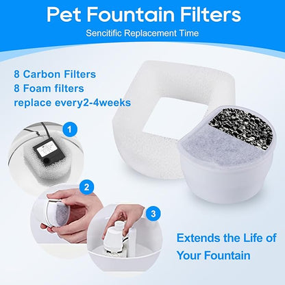 MyfatBOSS 12+12 Pack Cat Water Fountain Filter, Pre-Sponge & Replacement Carbon Filters Compatible with Petsafe for Drinkwell Fountain Avalon Pagoda Seascape Pet Fountains