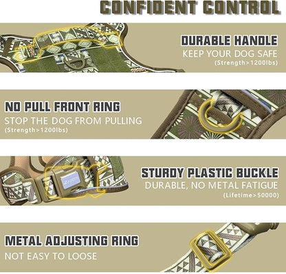 AUROTH Tactical Dog Harness for Large Dogs No Pull Adjustable Pet Harness Reflective K20 Working Training Easy Control Pet Vest Military Service Dog Harnesses