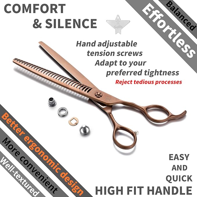 High-end Professional Dog Grooming Thinning Scissors Teeth Cutting Blending Shears Pet Texturizing Shears 7.5 Inch Extremely Very Sharp Stainless Steel Alloy For Cat Other Animals Groomer