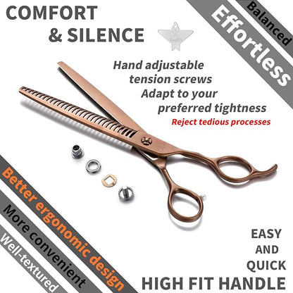 High-end Professional Dog Grooming Thinning Scissors Teeth Cutting Blending Shears Pet Texturizing Shears 7.5 Inch Extremely Very Sharp Stainless Steel Alloy For Cat Other Animals Groomer