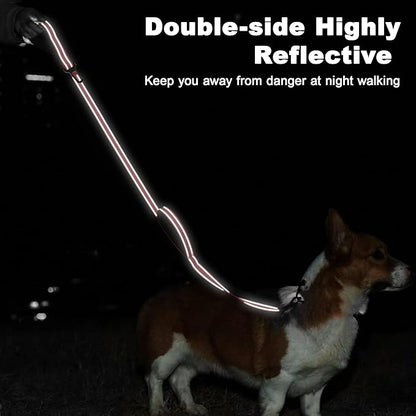 6 Foot Red Dog Leashes for Large Medium and Small Breed Dogs That Pull,Reflective Nylon Heavy Duty Dog Leash with 2 Comfortable Padded Traffic Handles and Car Seat Belt for Walking and Training