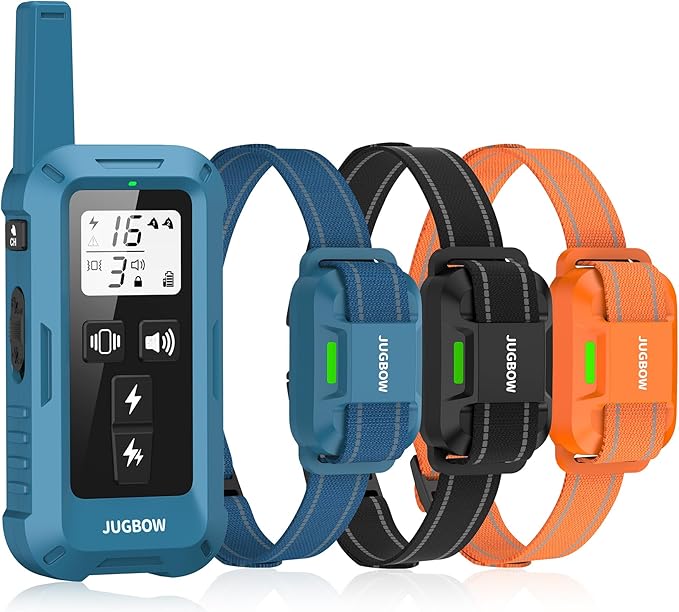 Jugbow Dog Training Collar for 3 Dogs- 4200FT Training Collars with Remote for 5-120 lb Large Medium Small Dogs, Rechargeable Waterproof IPX8 E Collars for Dogs