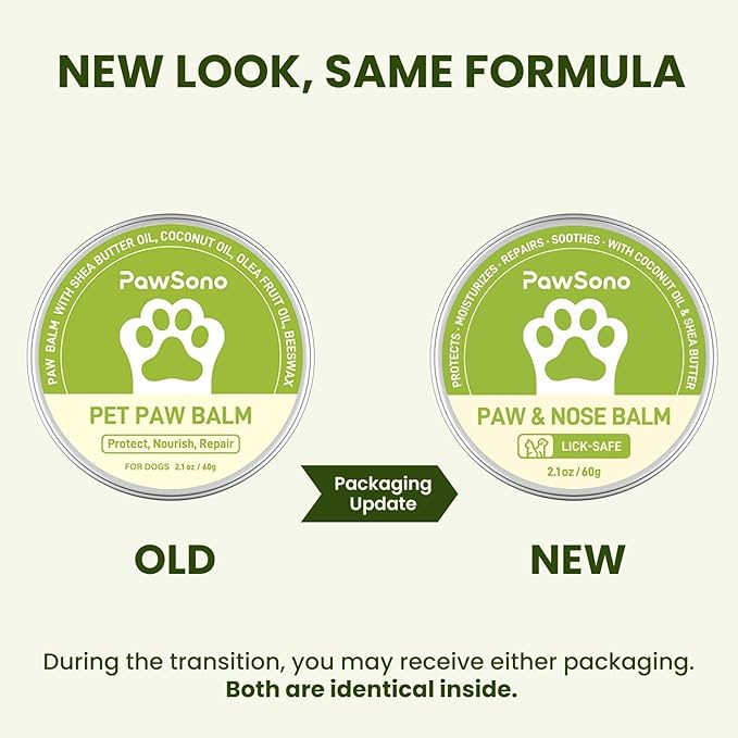 (2.1 oz*2) Lick-Safe Dog Paw & Nose Balm with Coconut Oil | Winter Road Salt & Cold Pavement Protector | All-Natural Moisturizer & Soother for Dry, Cracked Pads & Snout, Nose Butter for Bulldogs