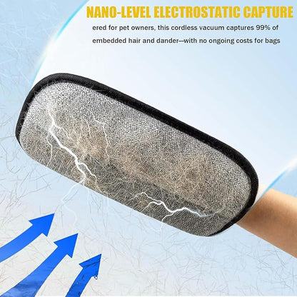 Pet Hair Remover Gloves for Furniture & Car - Electrostatic Deshedding Mitt for Cats/Dogs, Reusable Washable on Sofa, Clothes, Carpet (2pcs-Black)