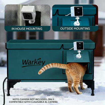 Heated Cat House for Outside Pets in Winter, Heated Outdoor Cat House Weatherproof, Insulated Cat Shelter with Heating Mat (21"*16.5"*22.5")