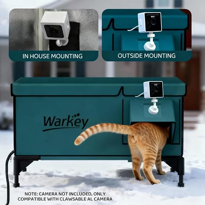 Heated Cat House for Outside Pets in Winter, Heated Outdoor Cat House Weatherproof, Insulated Cat Shelter with Heating Mat (25.6"*16.5"*22.5")
