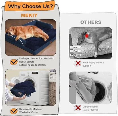 Dog Bed Large Sized Dogs-Orthopedic Waterproof Bed for Dogs,Large Dog Beds with Washable Removable Cover & Non-Slip Bottom