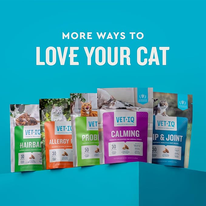 VetIQ Cat Probiotics Supplement – Probiotic, Prebiotic & Postbiotic for Cats, Digestive & Gut Health Support, Constipation & Diarrhea Relief, Chicken Flavored, 3.7 oz