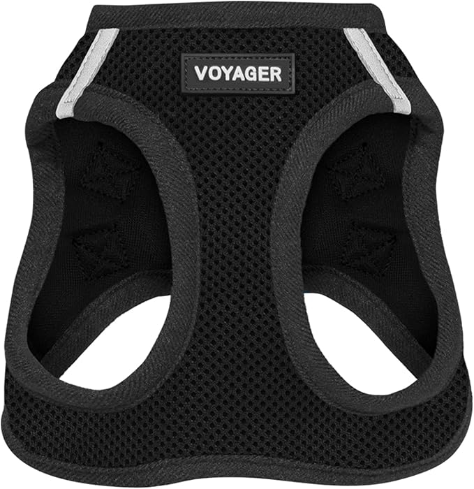 Best Pet Supplies Voyager Step-in Air Harness - All Weather Mesh, Reflective, No Pull Harness for Dogs, Cats - Secure with Hook & Loop Fastener, Buckle, Double D-Rings - Black, XL
