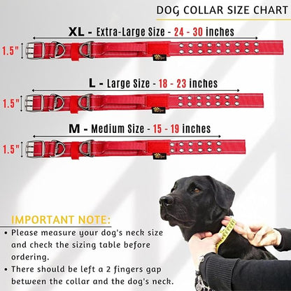 ADITYNA Heavy Duty Dog Collar for Extra-Large Dogs - Reflective Red Collar with Handle for Training, and Walking - Wide, Thick, Tactical, Soft Neoprene Padded