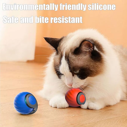 Yikuhot Interactive Cat Toys for Indoor Cats, 2Packs and 4 Tails Automatic Moving Cat Toys Ball,Cat Toy,Two Speed Tails Adjustment (Orange + Blue)