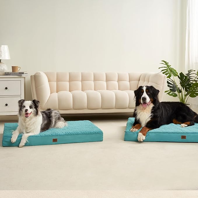 EHEYCIGA Orthopedic Dog Beds for Large Dogs with Removable Washable Cover, Turquoise Blue, 36x27