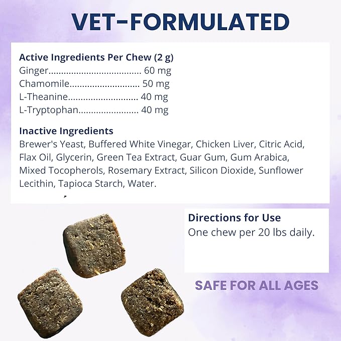 Under the Weather Calming Chews for Dogs | Vet Formulated Dog Calming Chew Treats | Natural Stress Support | Helps with Anxiety, Stress & Thunderstorms | Chicken Flavor Dog Calming Aid | 60 Count