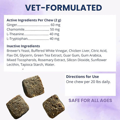 Under the Weather Calming Chews for Dogs | Vet Formulated Dog Calming Chew Treats | Natural Stress Support | Helps with Anxiety, Stress & Thunderstorms | Chicken Flavor Dog Calming Aid | 60 Count
