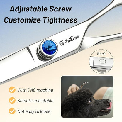 7.5inch 25° Curved Dog Grooming Scissors Professional, Japanese VG10 Stainless Steel Sharp Dog Scissors for Grooming Groomer, Comfortable Ergonomic Handle, Pet Shears for Dogs Cats Face Paws Cutting
