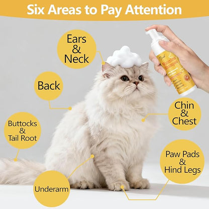 Pjordo Waterless Shampoo for Cat & Dog with Honey & Shea Butter, No Rinse Dry Pet Shampoo Waterless for All Fur, Cleaning & Removes Odors, Conditioning & Anti-Tangle, Moisturizing Skin