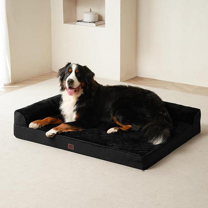 EHEYCIGA Memory Foam Dog Bed Large Size Dogs, Orthopedic Dog Bed Large with Washable Removable Cover, Waterproof Pet Sofa Couch with Nonskid Bottom, 36x27x6, Black