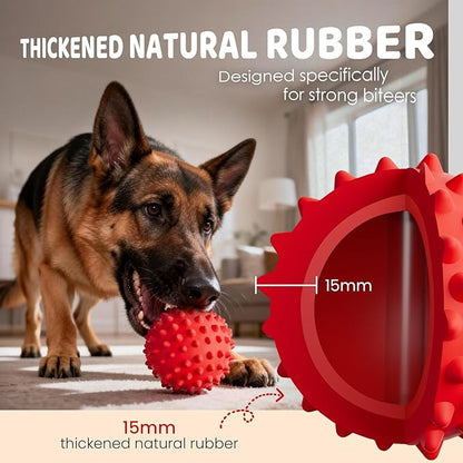 Apasiri Beef-Flavored Durable Dog Ball for Aggressive Chewers, Tough Squeaky Rubber Toy for Pitbulls Large & Medium Breeds