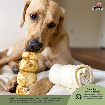Redbarn Pet Products All-Natural Large Beef Cheek Rolls for Dogs, Chicken & Carrot Glazed - Single Ingredient Grain-Free Chew Treat Naturally Rich in Collagen - Packaging May Vary, Pack of 4