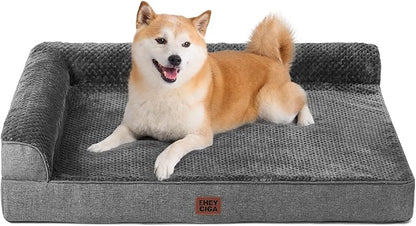 EHEYCIGA Memory Foam Dog Bed Large Size Dogs, Orthopedic Dog Bed Large with Washable Removable Cover, Waterproof Pet Sofa Couch with Nonskid Bottom, 36x27x6, Dark Grey