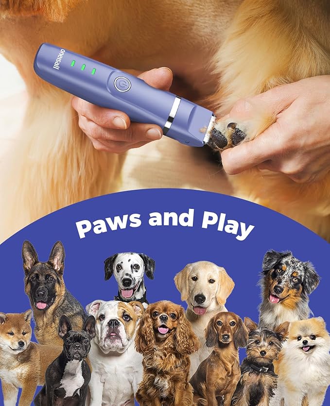 oneisall Dog Clippers with Double Blades,Cordless Small Pet Hair Grooming Trimmer,Low Noise for Trimming Dog's Hair Around Paws, Eyes, Ears, Face, Rump (Purple)
