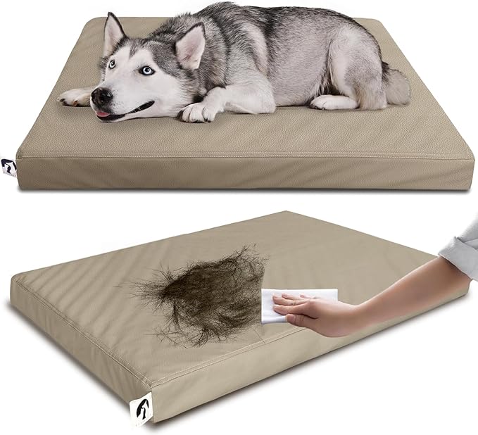 Waterproof Dog Bed for Crate, Hair Resistant Dog Beds with Washable Covers, Easy Clean Orthopedic Egg Crate Foam Pet Mat