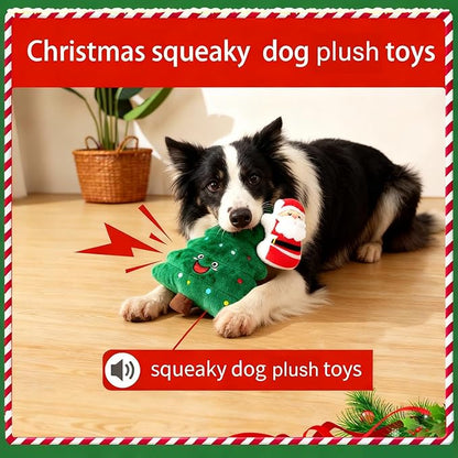 Dog Toys,Plush Dog Toy,Squeaky Plush Puppy Dog Chew Toys for Small Medium Large Dogs (Christmas F)