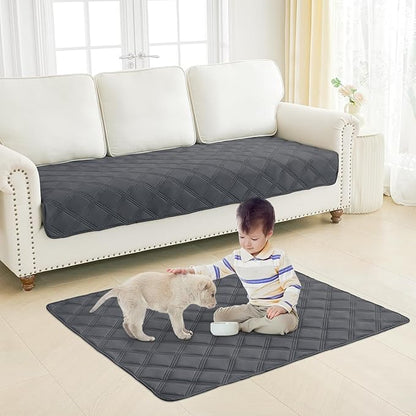 Smiry Waterproof Dog Bed Cover Blanket 30x53, Soft Reversible Pet Blanket, Washable Leakproof Cats Dogs Couch Cover for Sofa, Couch, Furniture, Lattice, Dark Grey/Beige