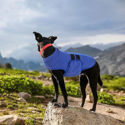 Queenmore Medium Dog Sweater, Soft Fleece Vest Pullover Dog Jacket with Leash Hole, Warm Winter Dog Clothes Cold Weather Doggy Dachshund Sweaters for Medium Dogs Cats Boy or Girl (Blue,M)