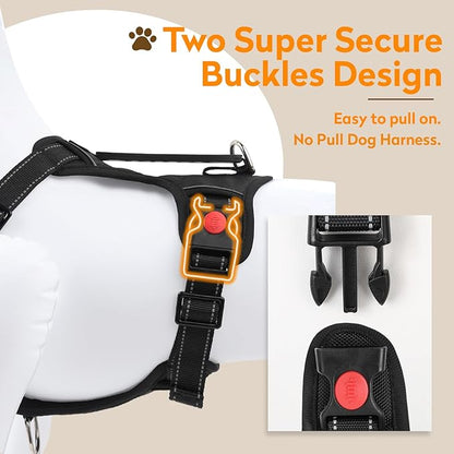 No Pull Dog Harness with 2 Leash Clips, Reflective Adjustable Soft Padded Vest with Handle, Breathable Oxford No Choke Pet Vest for Small Dogs, Black,S