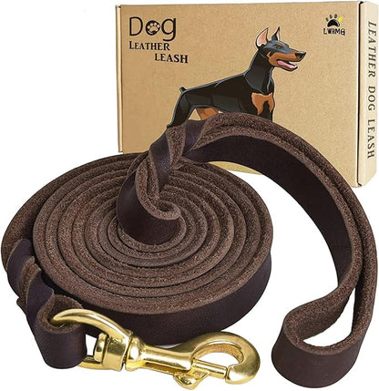 Leather Dog Leash 5ft x 3/4 inch, Heavy Duty Leather Braided Dog Training Leash, Strong and Comfortable Leashes for Large, Medium, Small Dogs